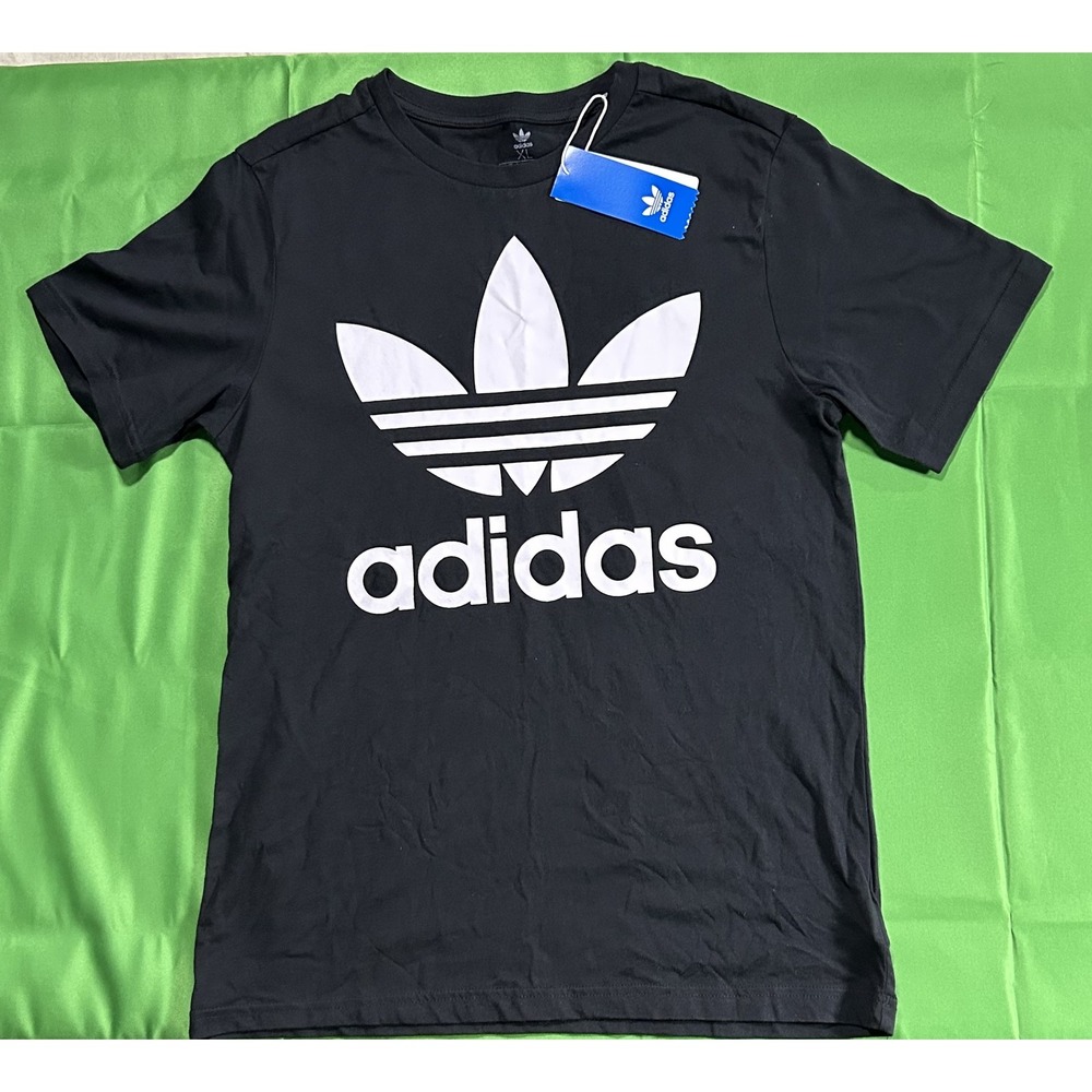 Adidas Originals Youth XL Trefoil Graphic T-Shirt Black White DV2905 NWT